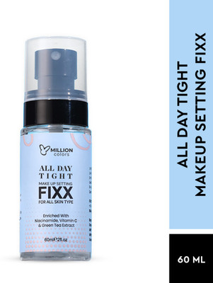 Million Colors Makeup Fixer Setting Spray All Day Tight Waterproof Long Lasting For Oily Skin Primer  - 60 ml(Transparent)