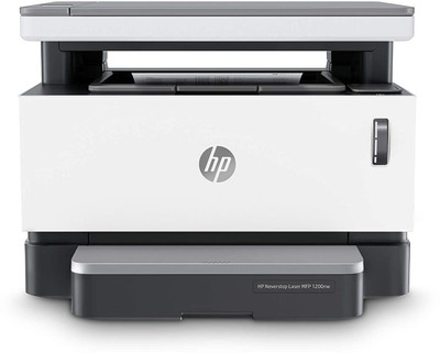 HP Neverstop Laser MFP 1200nw Single Function WiFi Monochrome Laser Printer (White, Toner Cartridge)