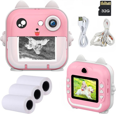 IMMUTABLE 24MP Children Kids Instant Kids Digital Camera czx6 Multi-function Monochrome Label Printer(Label Tape)