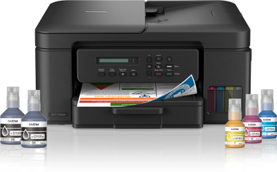 DCP-T730DW Multi-function WiFi Color Ink Tank Printer (Color Page Cost: 0.4 Rs. | Black Page Cost: 0.1 Rs. | Borderless Printing) Print, Copy & Scan, Auto Duplex, ADF Supported, Up to 16 IPM Mono / 15