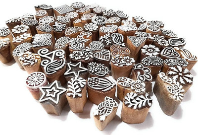 KN BlockWala Wooden Block Printing Stamps Printing Blocks(Pack of 10)
