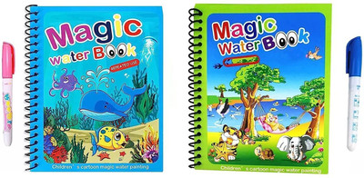 umis creation Reusable Magic Water Coloring Painting Book for Kids Pack of 2 Printing Blocks(Pack of 2)