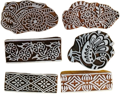 Sharma Handicraft Wooden Block Printing Blocks(Pack of 6)