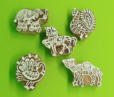 Reniq Wooden Printing Block 266 Stamp for Hand Carved for Mehandi Printing Blocks Printing Blocks(Pack of 5)