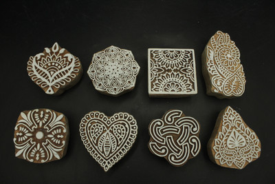 handmadebazar wooden printing block Printing Blocks(Pack of 8)