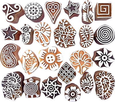 Kraftwala Wooden Printing Block DIY Art Craft for Paper Stampings Small(1 to 1.75 inches) Printing Blocks(Pack of 10)
