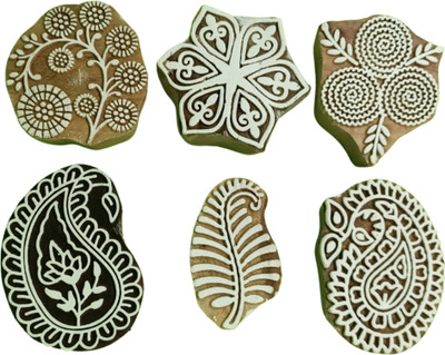 Reniq Exploring the Art of Wooden Printing Stamps Crafting, Uses, and Customization. Printing Blocks(Pack of 6)