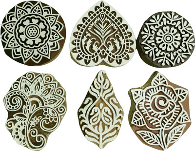 Reniq Stamp Your Style: Unleash the Artist in You with Wooden Prints Printing Blocks(Pack of 6)