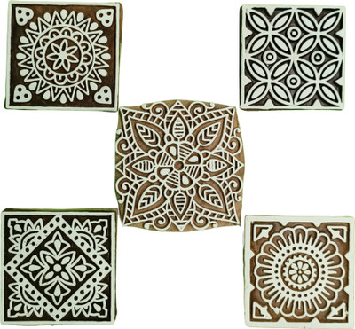 Reniq _1810 Wooden printing blocks stemp Printing Blocks(Pack of 5)