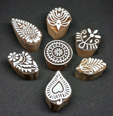 Reniq Art 247 Wooden Printing Block Stamps Hand Carved Printing Blocks Printing Blocks(Pack of 7)