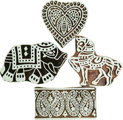 Reniq Craft, Create, Captivate: Discover Wooden Printing Stamps! Printing Blocks(Pack of 4)