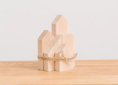 NatureHouse Set of 5 wooden house blocks massive beech unpainted DIY, Gift For Kids Printing Blocks(Pack of 5)