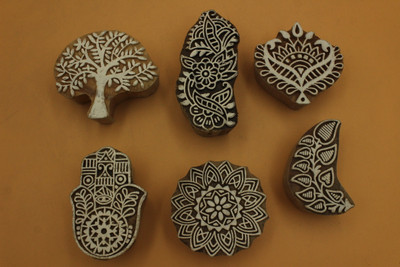 handmadebazar wooden printing Stamping Blocks Printing Printing Blocks(Pack of 6)