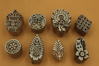 handmadebazar Printing Stamps Wooden Fabric Painting Block Printing Blocks(Pack of 8)
