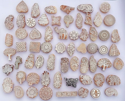 RB Exports Handmade Wooden Traditional Textile Patterns - Printing Blocks(Pack of 20)