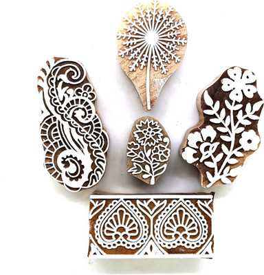 Reniq 2.0-AA Wooden Printing Block Stamps Hand Carved Printing Blocks Printing Blocks(Pack of 5)