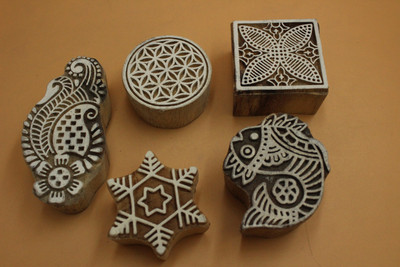 handmadebazar Handcurved Wooden Printing Block Printing Blocks(Pack of 5)