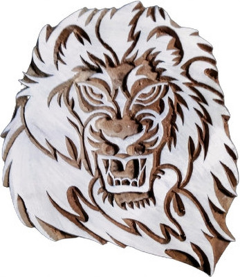 Neelam Art Handcrafted lion painting Stick Made of Wood Stamp lion Block 3 inch Printing Blocks(Pack of 1)