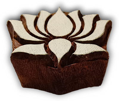 Krafts officially Lotus shisham wooden printing block 639038 (Handmade) Printing Blocks(Pack of 1)