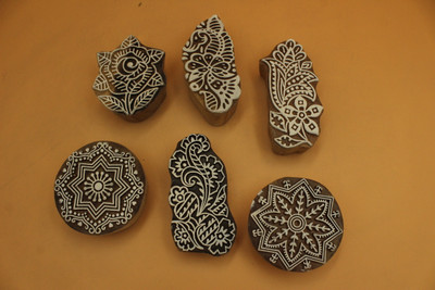 handmadebazar Printing Wooden Stamps Printing Blocks(Pack of 6)