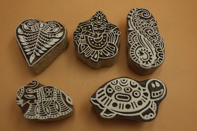 handmadebazar Handcurved Wooden Stamps Printing Blocks(Pack of 5)