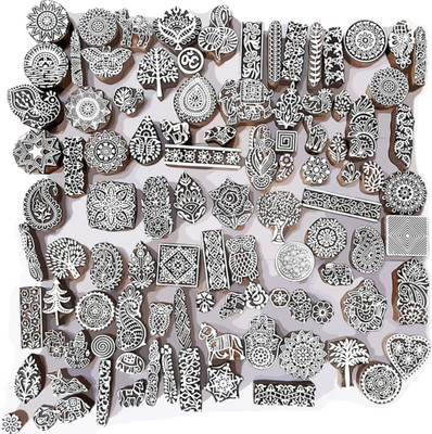 skart wooden printing blocks stamp 263(pack of 50 piece) Size 1 to 4 inch Printing Blocks(Pack of 50)