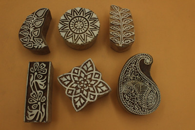 handmadebazar Wooden Printing Stamping Fabric Printings Printing Blocks(Pack of 6)
