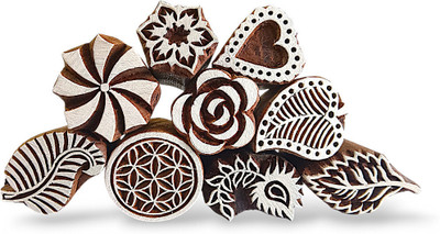 Krafts officially Flowers, leaves wooden printing blocks 63905 Printing Blocks(Pack of 5)
