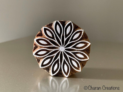 Neelam Art Flower Round Wooden Block Stamp Printing Blocks(Pack of 1)