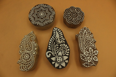 handmadebazar Wooden Printing Blocks Fabric Stamping Printing Blocks(Pack of 5)