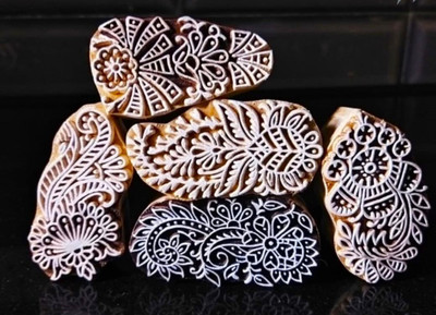 RB Exports Pattern and Aquatic wood print block Saree Border Printing Blocks(Pack of 10)