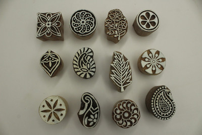madamechoice wooden printing block Printing Blocks(Pack of 12)