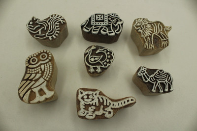 handmadebazar Handmade Wooden Block Printing Blocks(Pack of 7)