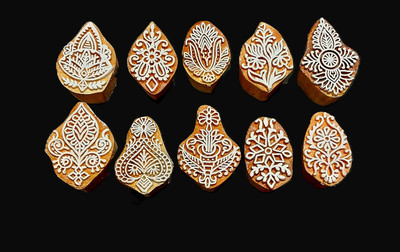 RB Exports Pattern and Aquatic wood print block Stamps Printing Blocks(Pack of 10)