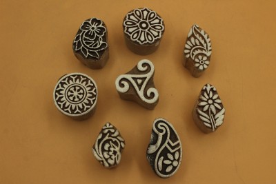 jaipurkala Wooden Printing Stamp for Stamping Printing Blocks(Pack of 8)