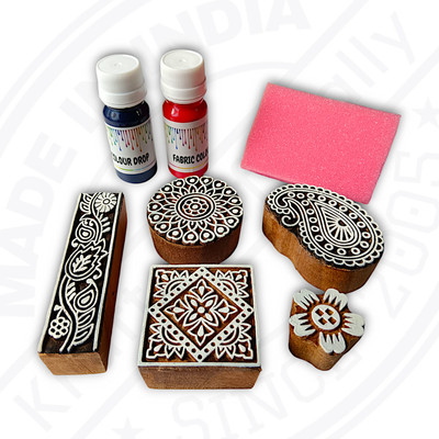 Krafts officially Wooden printing blocks with printing colours 639015 high quality product Printing Blocks(Pack of 5)