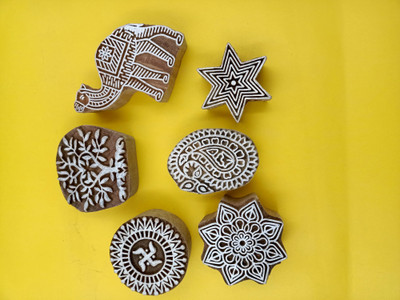 handmadebazar Wooden Printing Printing Blocks(Pack of 6)