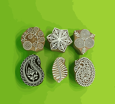 Reniq The Stamp Revolution: Get Creative with Wooden Printing Printing Blocks(Pack of 6)