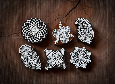Reniq Wooden Hand Carved Mehandi/Textile Printing/Pottery Carft/Saree Border/Canvas Printing Blocks(Pack of 1)