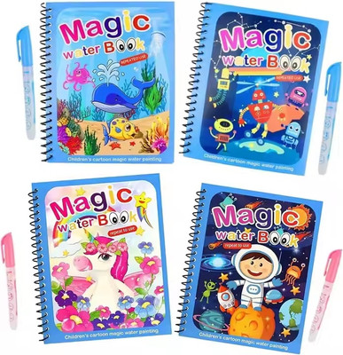 CRAZYGOL Water Book Reusable Magic Water Coloring Painting Book for Kids (4Pc) Printing Blocks(Pack of 4)