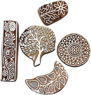illuminatefirst Handcrafted Wooden Deep Craved DIY Art Craft Block Printing Stamp Set of 4 Printing Blocks(Pack of 4)