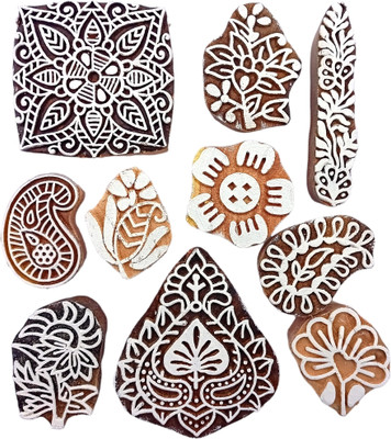Kraftwala Wooden Printing Block DIY Art Craft for Paper Stampings (1.75 to 3 inches) Printing Blocks(Pack of 10)