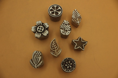 handmadebazar Wooden Printing Block Stamping Printing Blocks(Pack of 8)