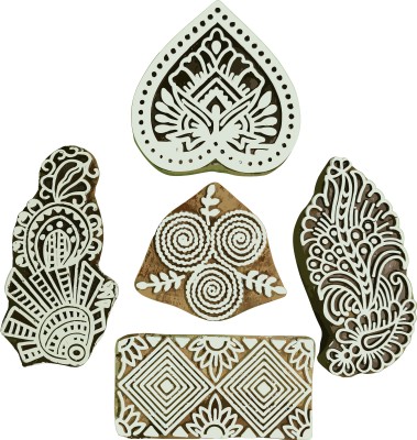 Reniq The Art of Stamping: Elevate Your Craft with Wooden Block Magic Printing Blocks(Pack of 5)