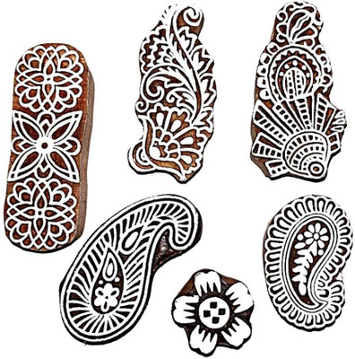 illuminatefirst Handcrafted Wooden Deep Craved DIY Art Craft Block Printing Stamp Set of 6 Printing Blocks(Pack of 6)