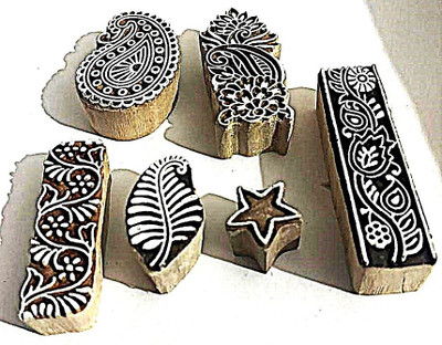 illuminatefirst WOODEN PRINTING BLOCK2001 Printing Blocks(Pack of 6)