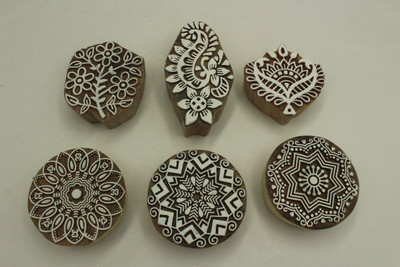 handmadebazar wooden printing blocks for stamps Printing Blocks(Pack of 6)