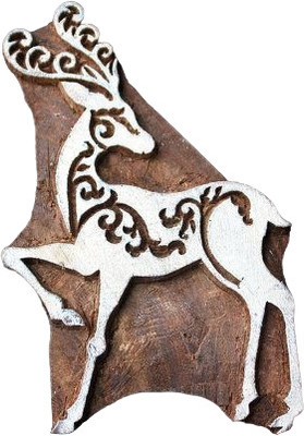 Neelam Art Hand-Carved 3-Inch Dear-Shaped Wooden Stamp Block Printing Blocks(Pack of 1)