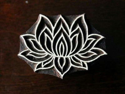 Neelam Art Wooden Textile Stamps Indian Lotus Flower Decorative Painting Stamp Printing Blocks(Pack of 1)