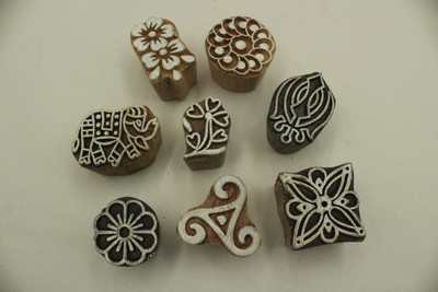 handmadebazar handmade wooden stamps Printing Blocks(Pack of 8)